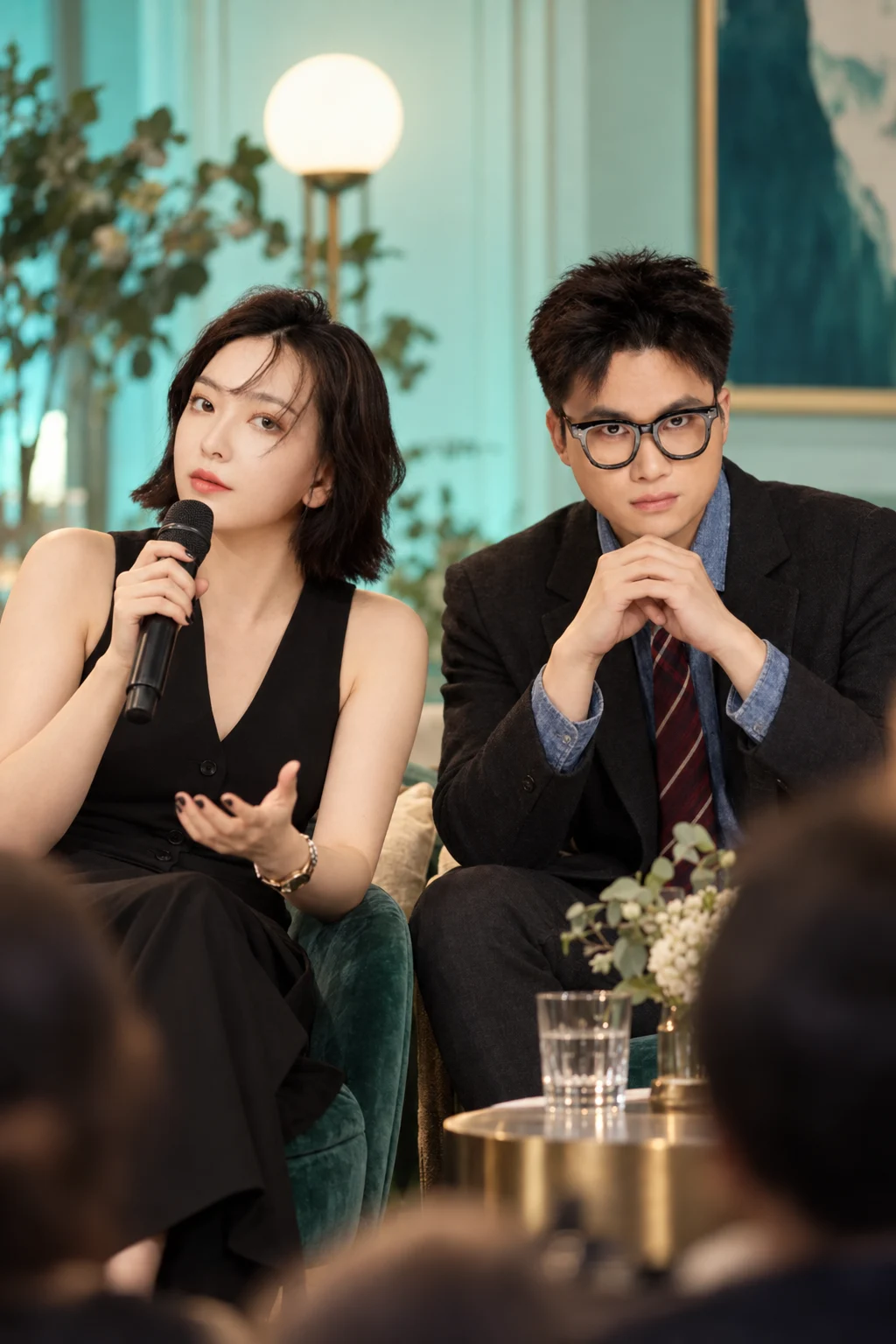 Jenny and Dayu speaking together at a London founder event